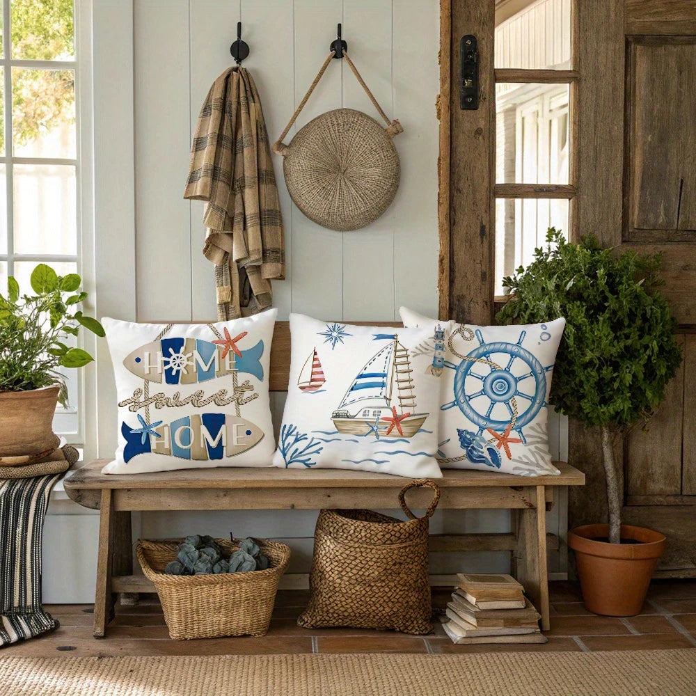 Maritimer Kissenbezug – Küsten & Ozean Design | 40x40 bis 60x60 cm