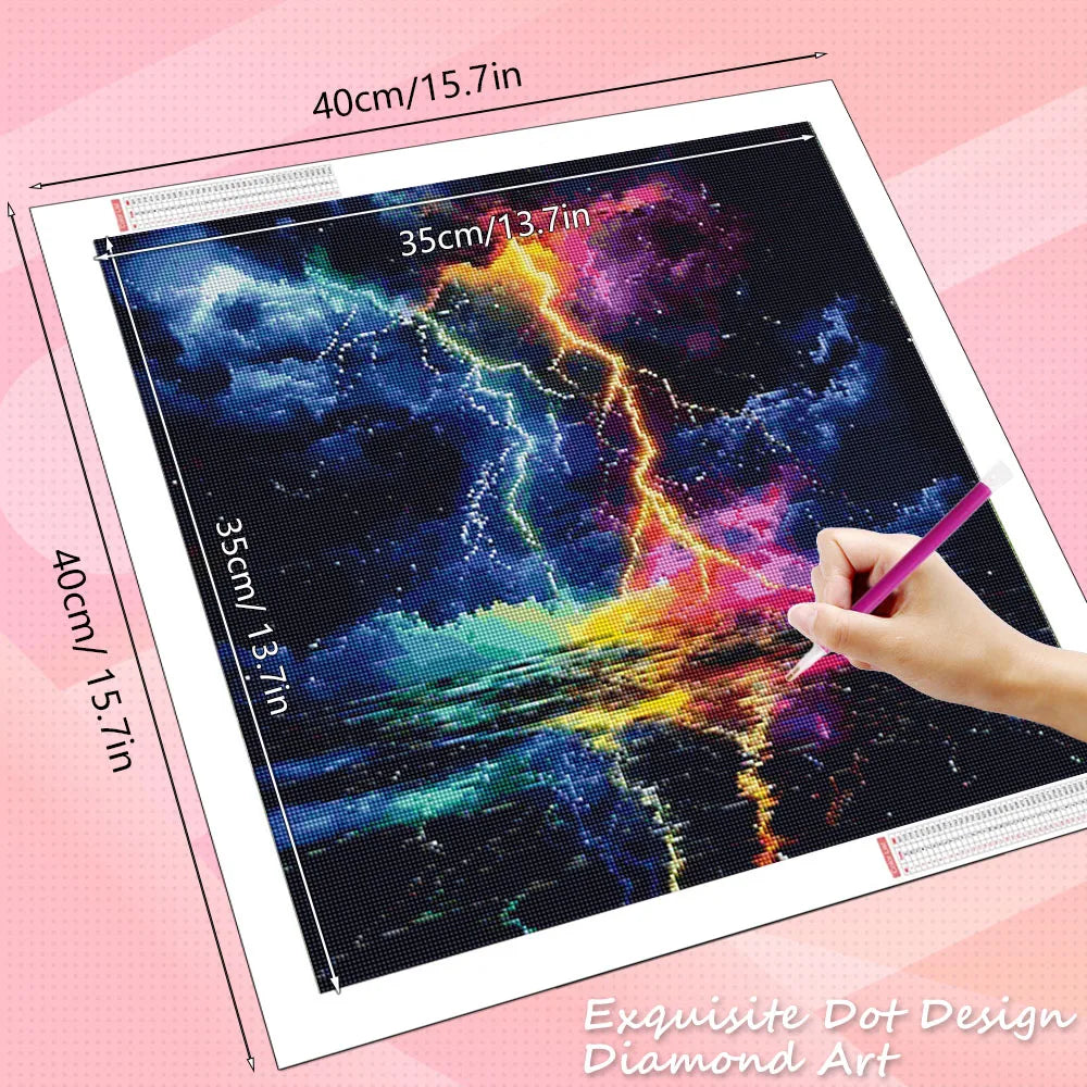 Diamond Painting Kit Meereslandschaft mit Blitz – 5D DIY Diamantmalerei