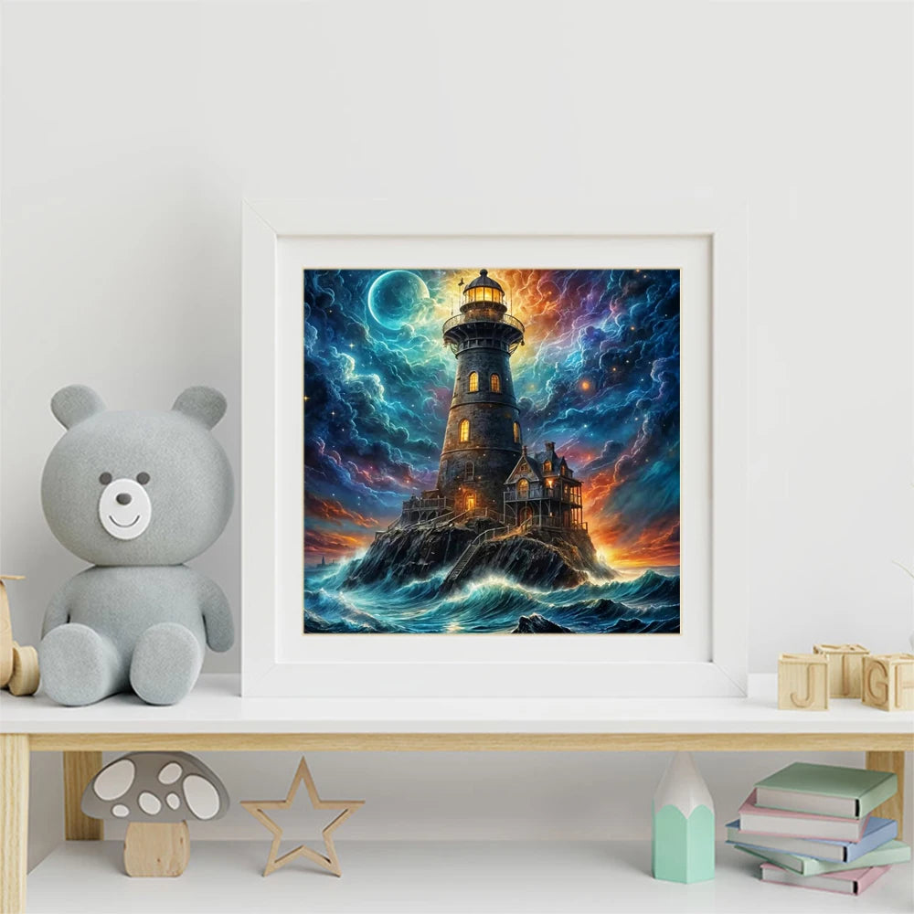 Diamond Painting Set – Leuchtturm & Küste, DIY Diamant-Mosaikbild
