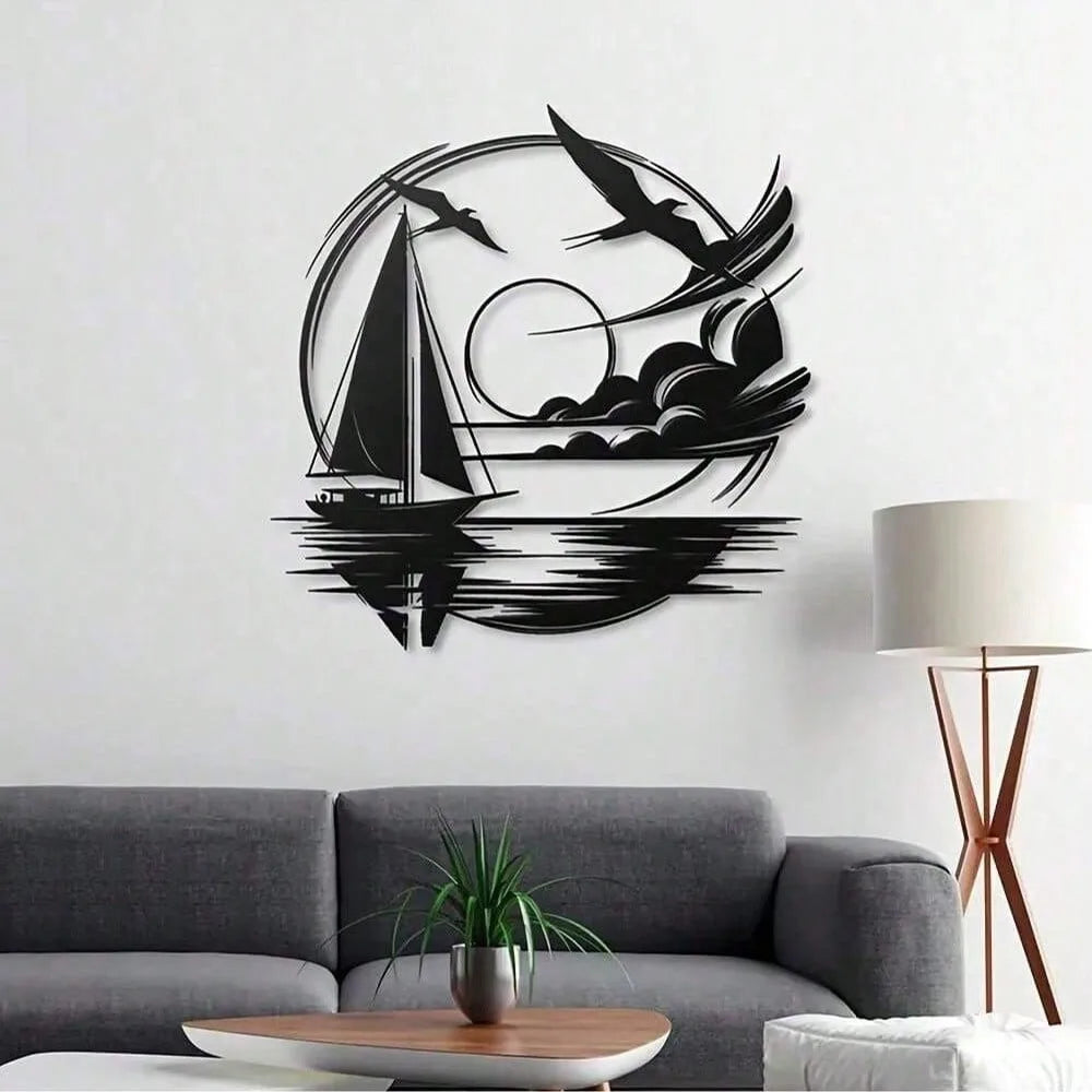Segelboot Metall-Wanddeko – Wasserdicht, Maritim, Moderne Räume & Geschenkidee