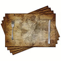 Tischset Nautik Weltkarte 4er-Set – Hitzebeständige Platzmatten im Vintage-Stil