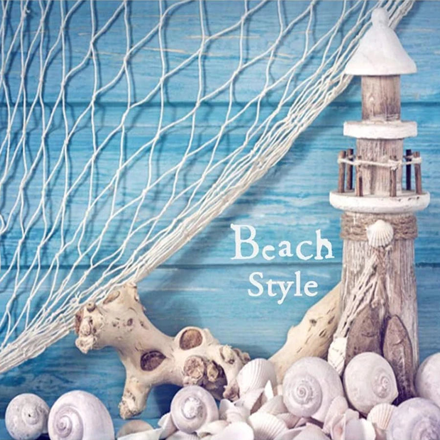 Fischernetz Wanddeko mit Muscheln – 100–200 cm, Mediterran, Blau oder Cremeweiß