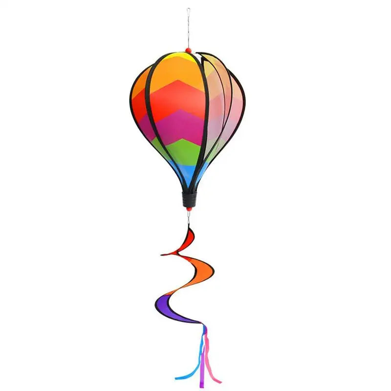 Heißluftballon Windspinner Regenbogen – Bunter Garten-Winddrehänger, 110 cm