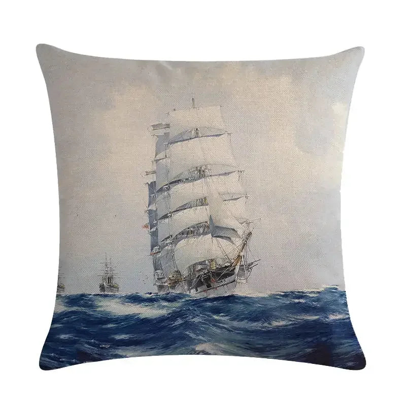 Maritimer Kissenbezug – Vintage Segelschiffe, Dekorativer Kissenbezug für Sofa, Bett & Auto