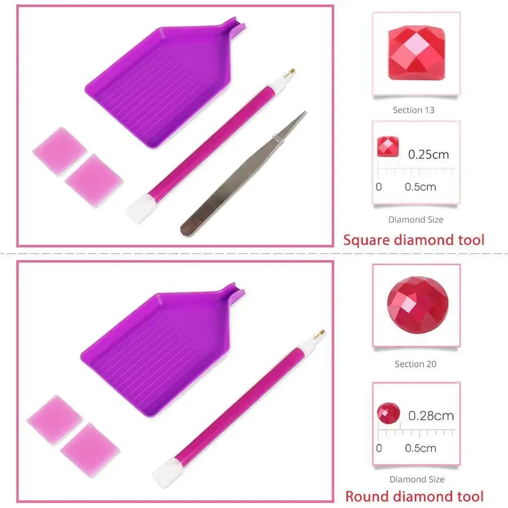 Diamond Painting Set – Küstenmotiv mit Cartoon-Figur | 5D DIY Diamant-Stickerei
