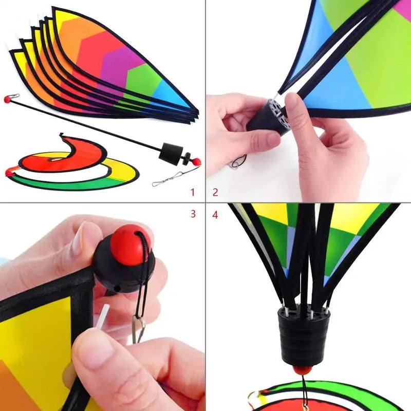 Heißluftballon Windspinner Regenbogen – Bunter Garten-Winddrehänger, 110 cm