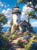 Diamond Painting Leuchtturm-Landschaft – DIY Bastelset, Malen nach Zahlen mit Diamanten