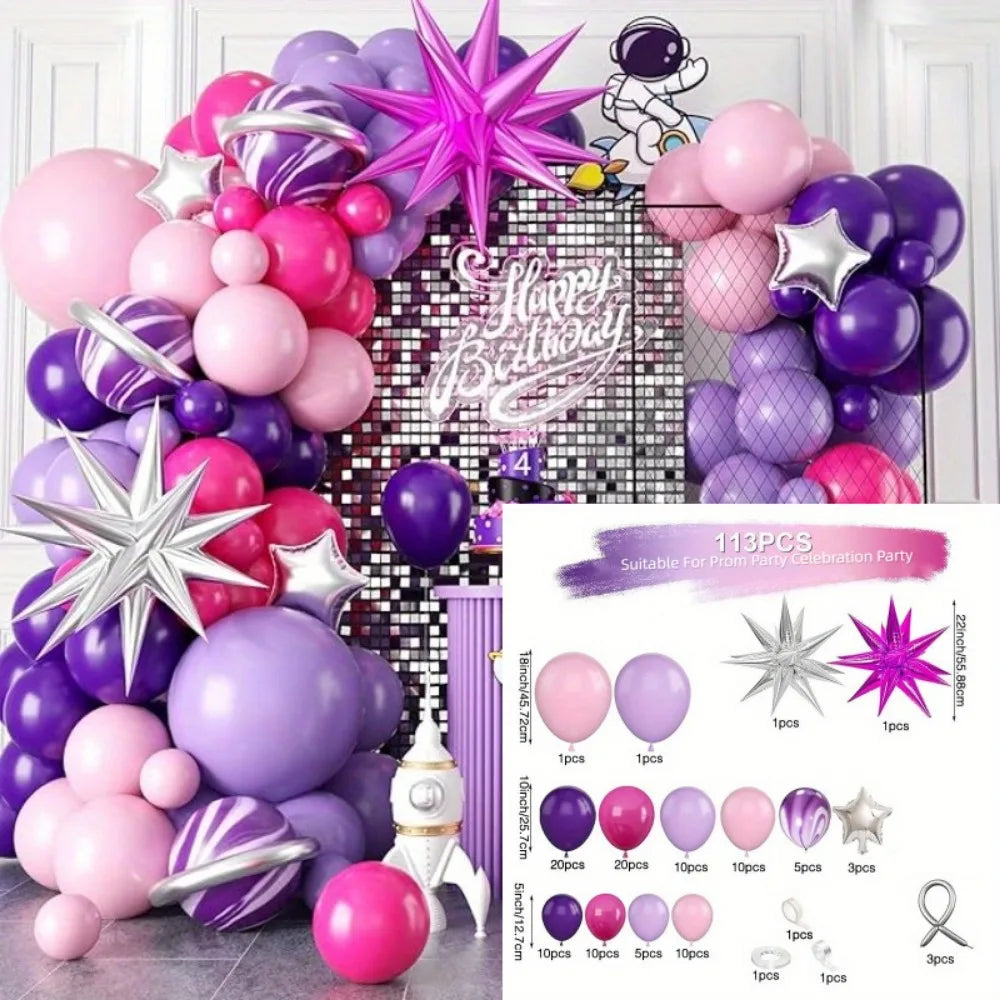 Ballon Girlanden Set 113-teilig – Sternballons für Geburtstag, Hochzeit & Party
