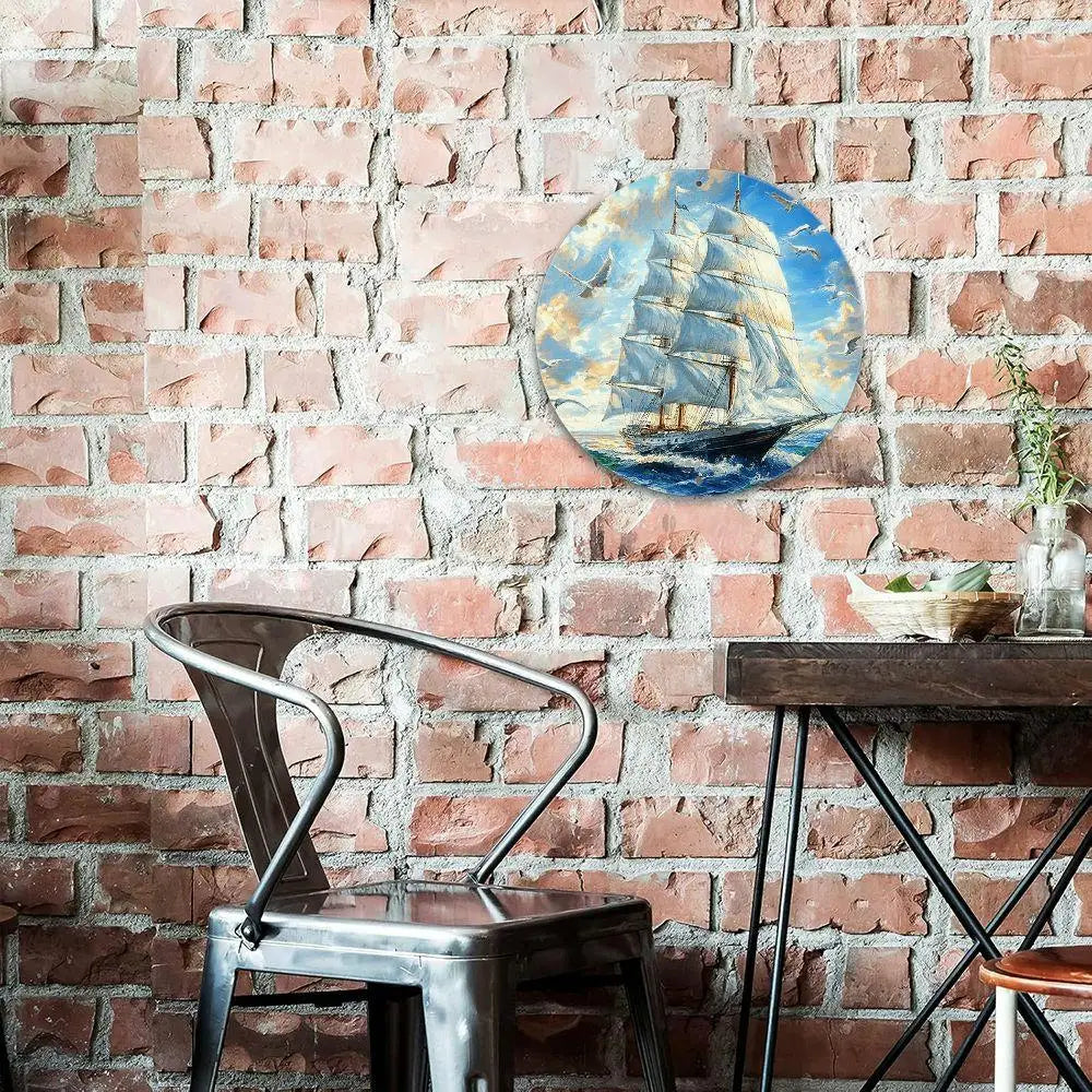 Maritimes Aluminium-Wandschild rund – 20 cm, Nautik-Design, rostfrei & wetterfest