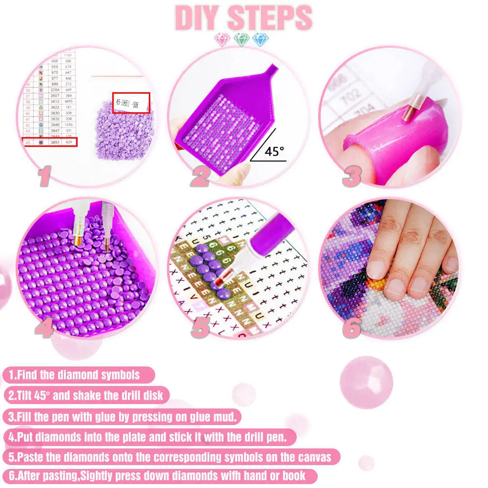 Diamond Painting Set Natur & Tiere – 5D DIY Diamantmalerei Vogel, Meer & Sonnenuntergang