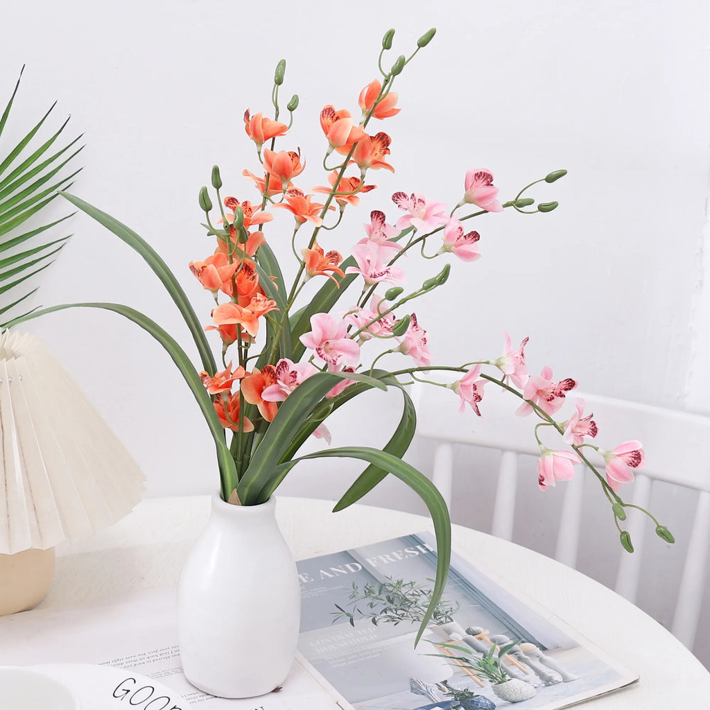 Künstlicher Orchideenstrauß – Real Touch, 5 Farben, 1er oder 3er Set, Hochzeit & Heimdeko