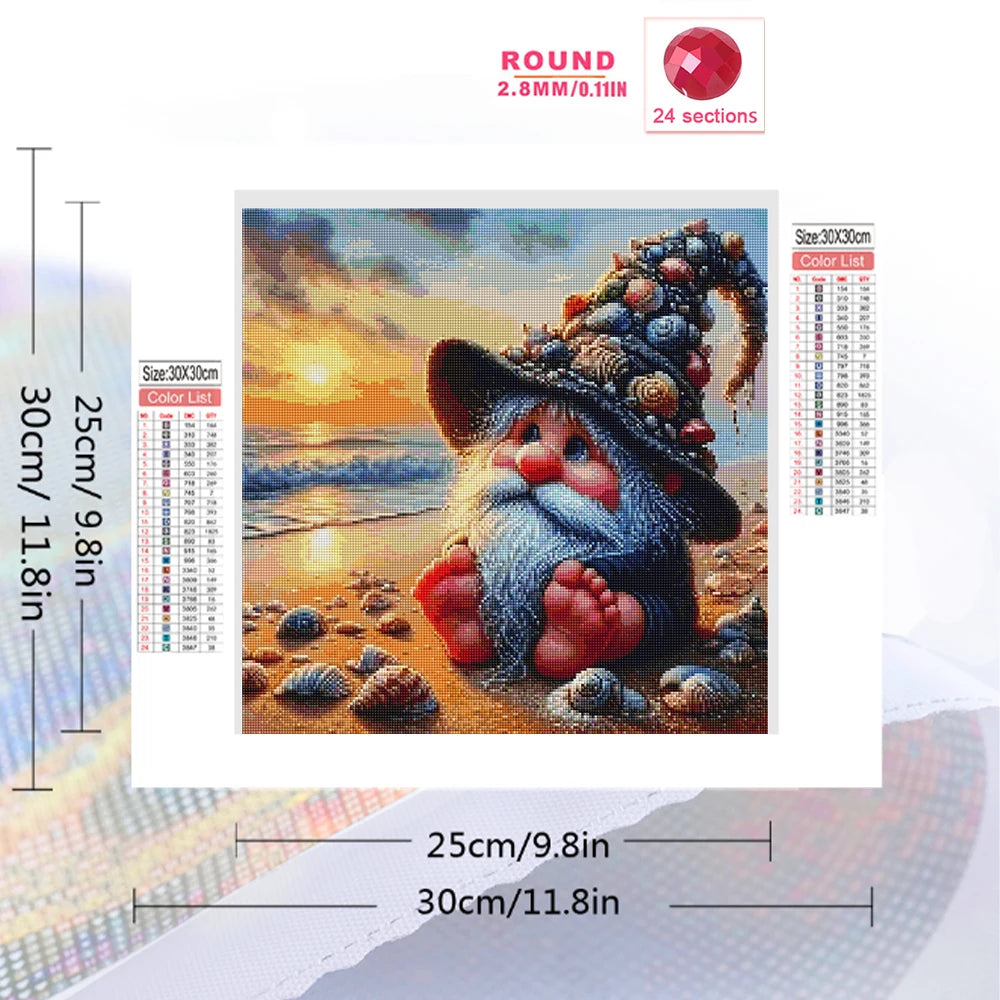 Diamond Painting Set Muschel & Meerestiere – 5D DIY Diamantmalerei Cartoon, verschiedene Groessen