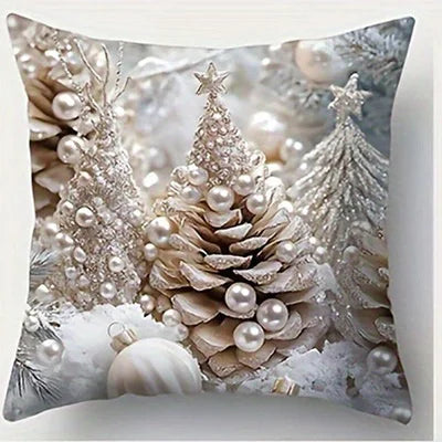 Weihnachts-Kissenbezug – Santa & Schneemann | Dekorativer Kissenbezug für Sofa, Schlafzimmer