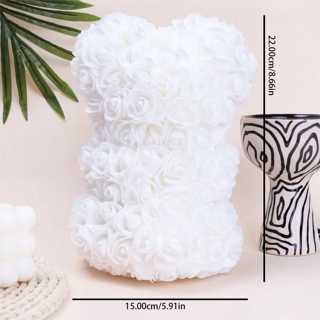 Teddybär Blumenstrauß aus Schaumrosen – Geschenk zur Hochzeit, Muttertag & mehr
