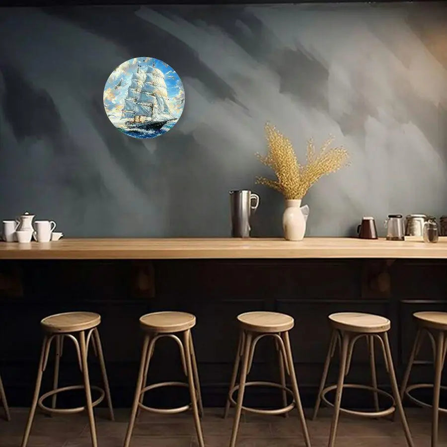Maritimes Aluminium-Wandschild rund – 20 cm, Nautik-Design, rostfrei & wetterfest