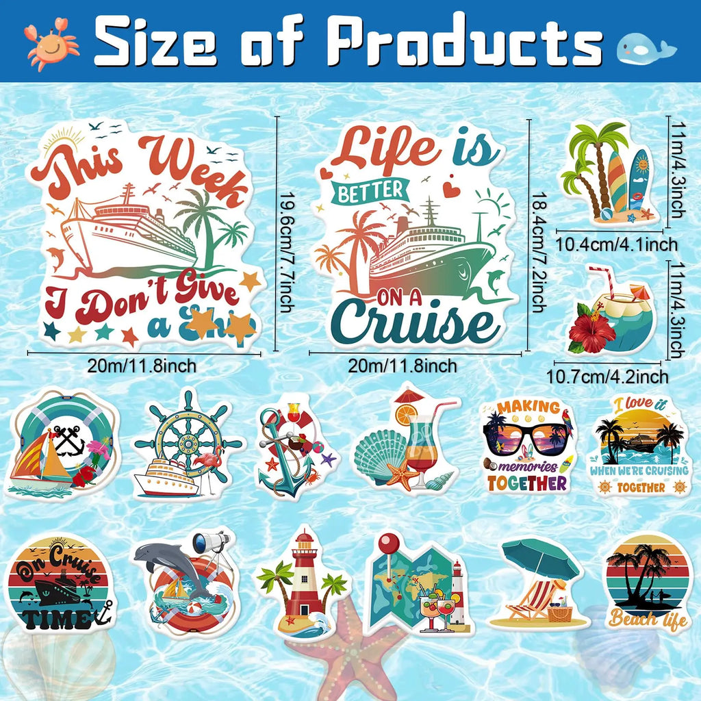 Magnetische Kreuzfahrt-Türdekoration – 16 tropische Hawaii-Magnete im Retro-Nautik-Stil