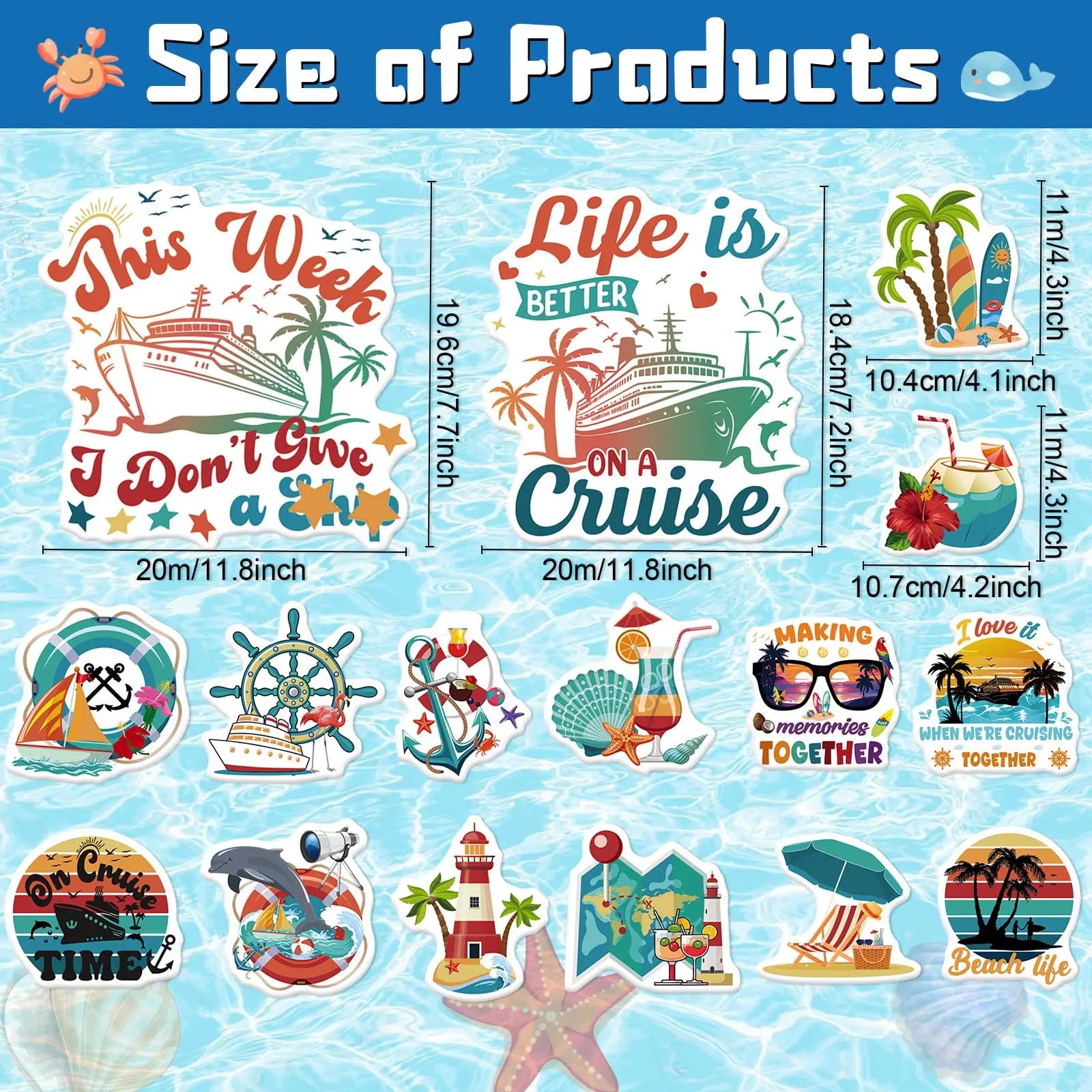 Magnetische Kreuzfahrt-Türdekoration – 16 tropische Hawaii-Magnete im Retro-Nautik-Stil