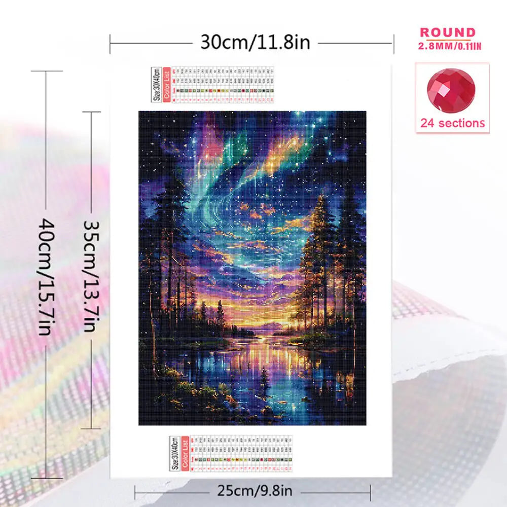 Diamond Painting Flusslandschaft mit Baum – 5D Diamant Stickerei Set
