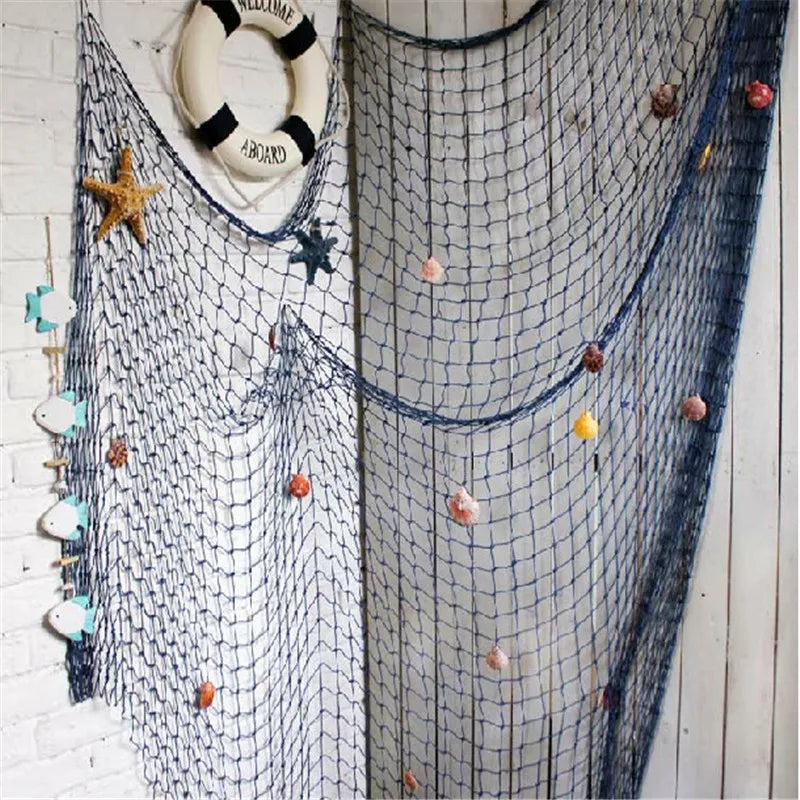 Dekoratives Fischernetz – Mediterrane Wanddeko aus Baumwolle, maritimer Stil