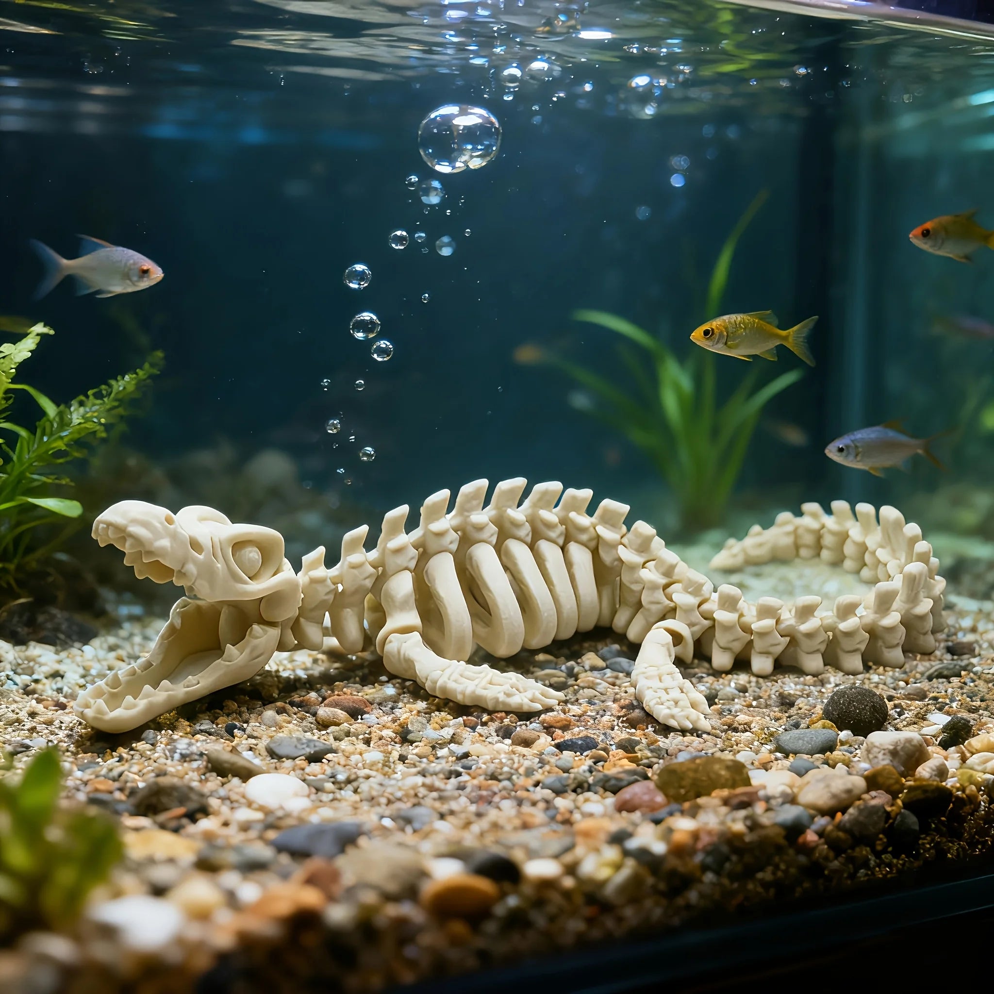 Mosasaurus-Skelett Aquarium Dekoration – Realistisches Dinosaurier-Fossil für Fischtank