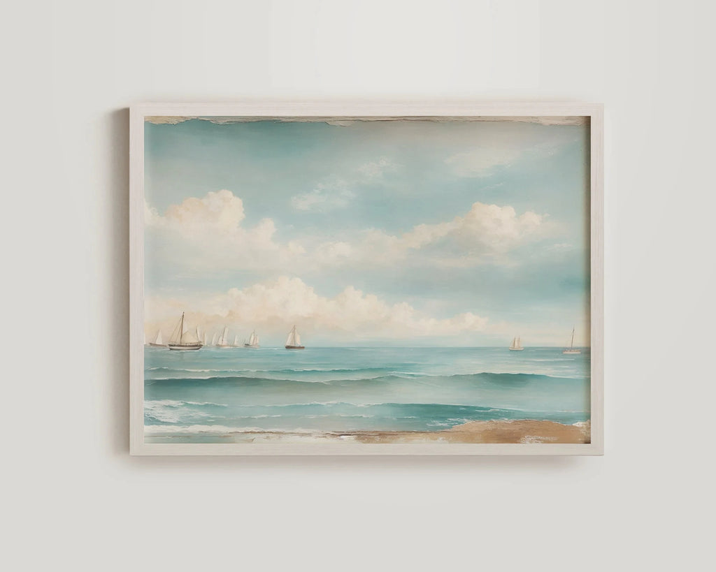 Maritime Canvas-Poster – Retro Aquarell Segelboot, Wanddeko Küste