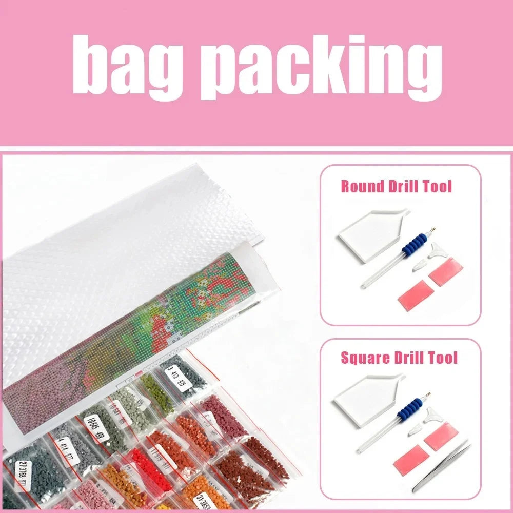 Diamond Painting Set Leuchtturm & Meereslandschaft – 5D Mosaik, runde & eckige Diamanten, 20–50 cm
