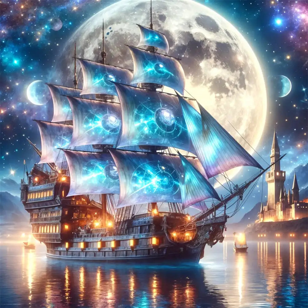 Diamond Painting Segelboot – 5D Diamant Mosaic Set mit Meeresmotiv