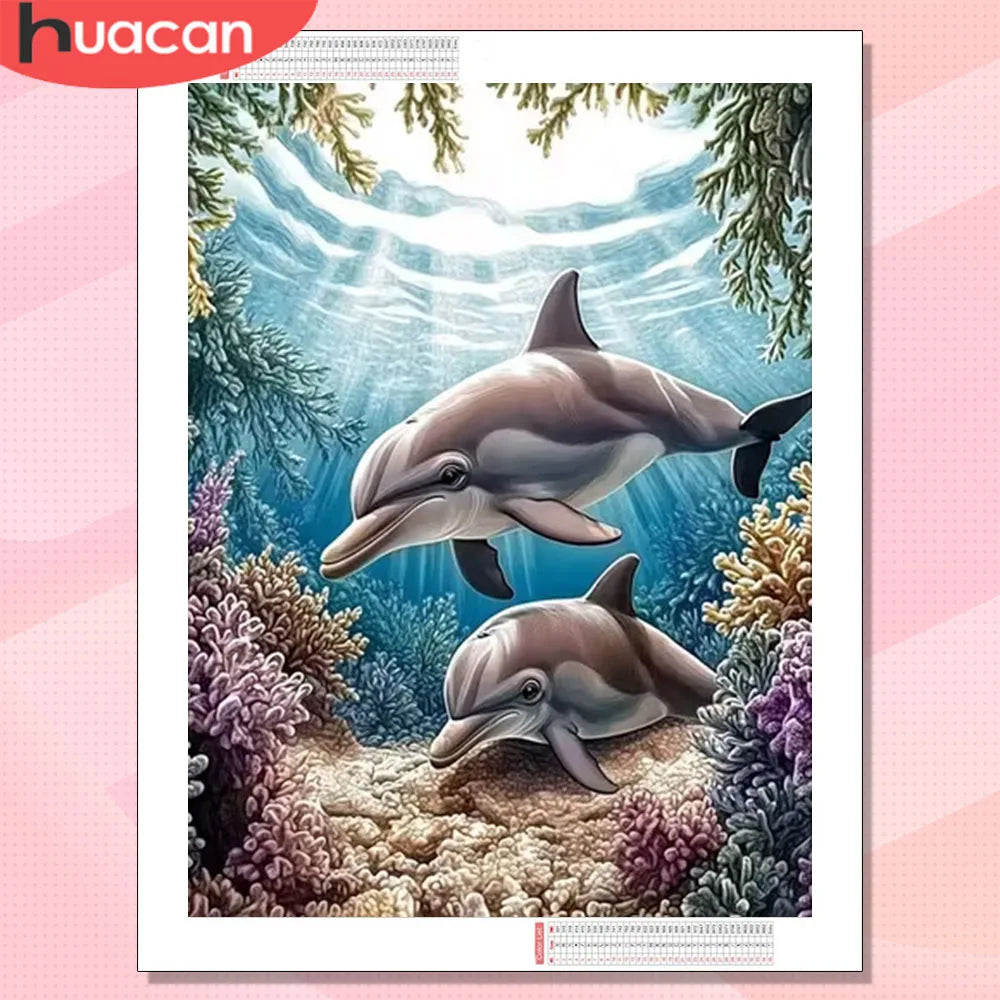 Diamond Painting Set – Delfin & Meerestiere, vollflächiges Diamant-Mosaik