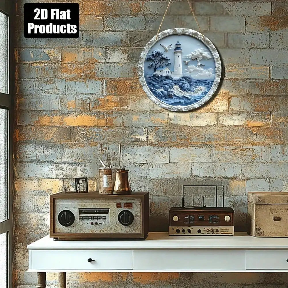 Maritimes Metallschild Leuchtturm – Wanddeko 20×20 cm für Zuhause, Bar & Küche