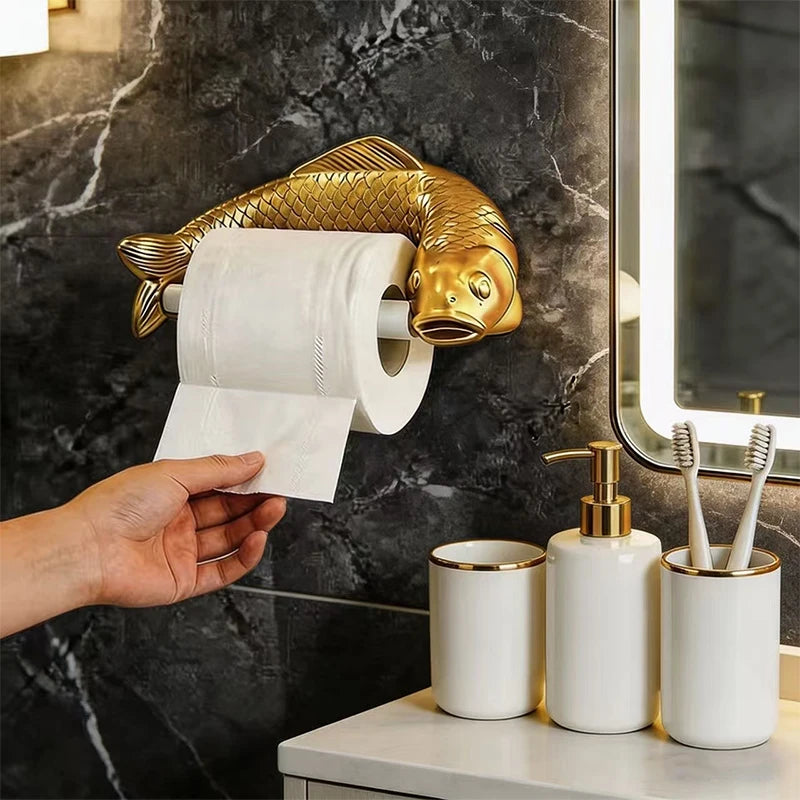 Karpfen Toilettenpapierhalter – Wandmontage ohne Bohren, Badezimmer Dekoration