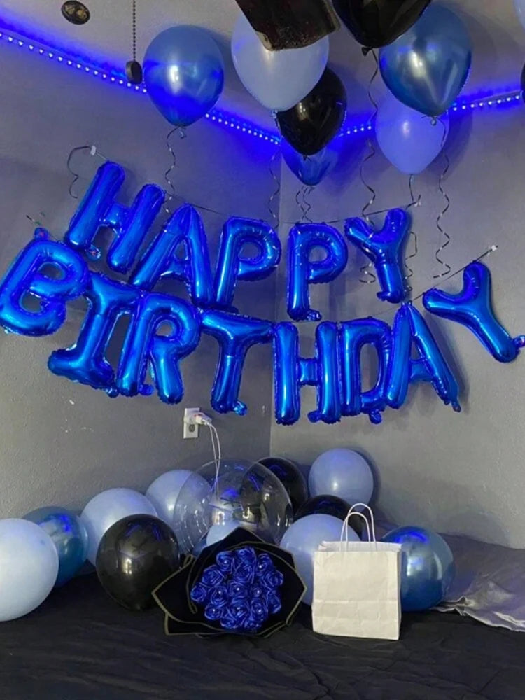 Blaues Geburtstag Deko Set – 52-teilig mit Happy Birthday Banner, Latex- & Folienballons