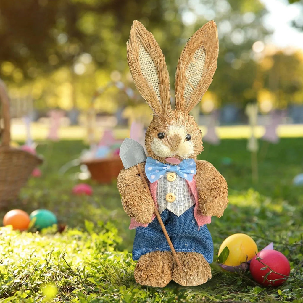 Oster-Strohase 35 cm – Geflochtene Deko-Figur für Garten, Heim & Party