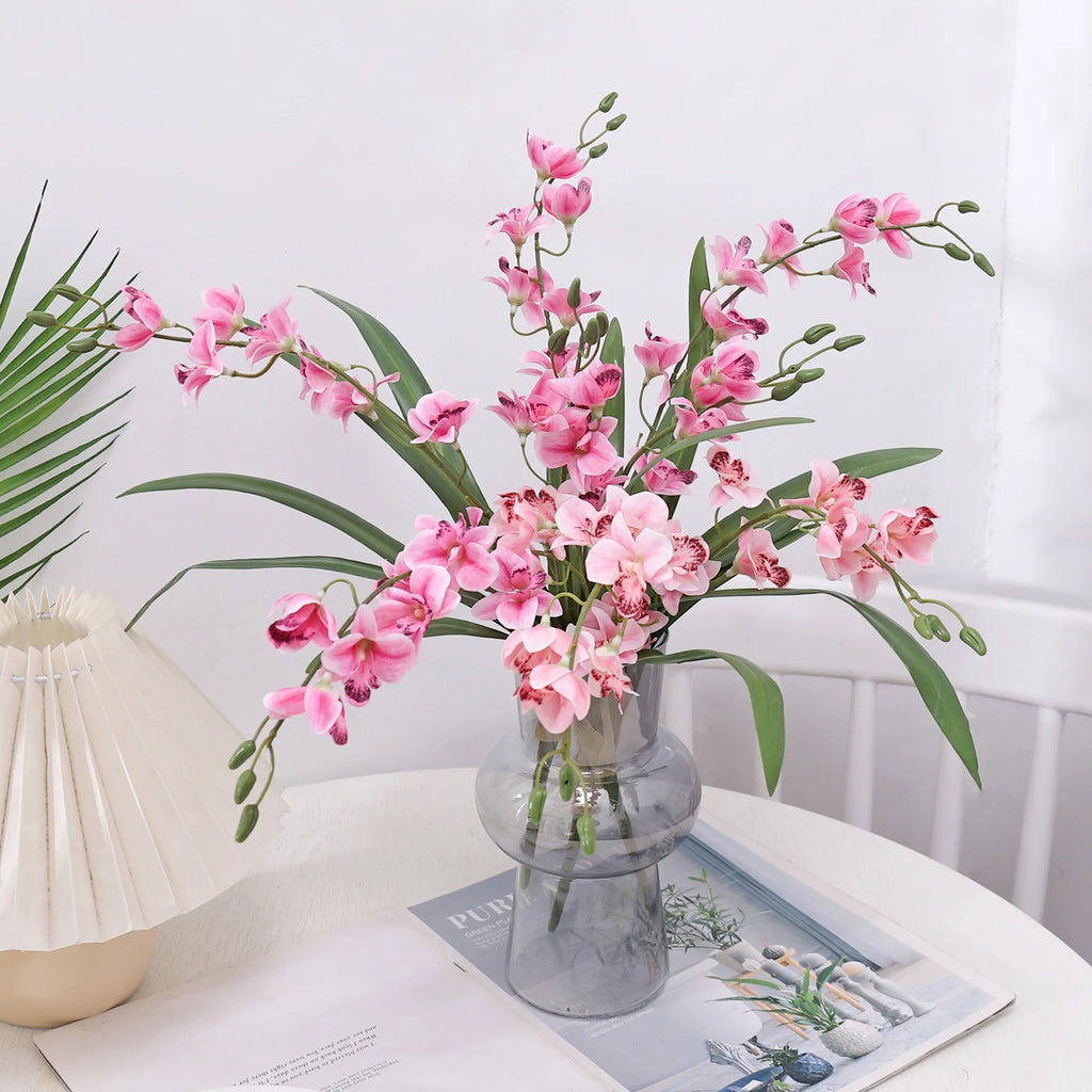 Künstlicher Orchideenstrauß – Real Touch, 5 Farben, 1er oder 3er Set, Hochzeit & Heimdeko