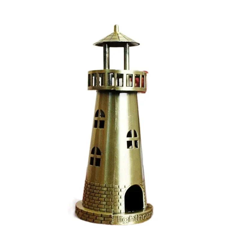Leuchtturm Metallmodell Retro – Dekorative Tischfigur aus Eisen, Bronze, 18,5 cm