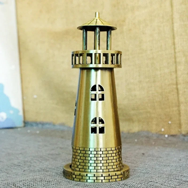 Leuchtturm Metallmodell Retro – Dekorative Tischfigur aus Eisen, Bronze, 18,5 cm
