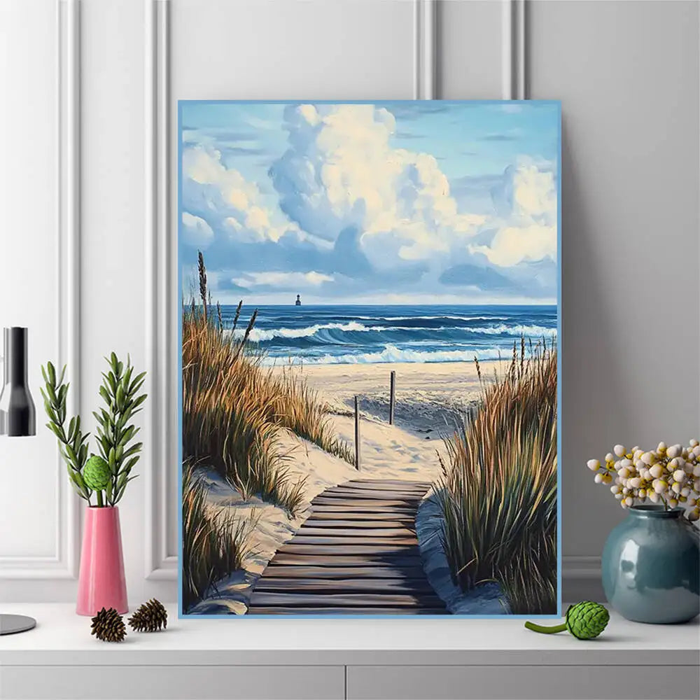Diamond Painting Kit – Küstenlandschaft & Meer | 5D DIY Diamant-Malerei mit runden oder eckigen Steinen