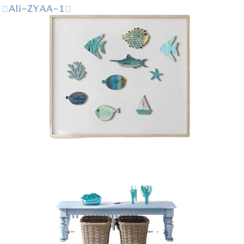 10er Set Holzfische Wanddeko – Maritime Badezimmer & Wohnzimmer Dekoration