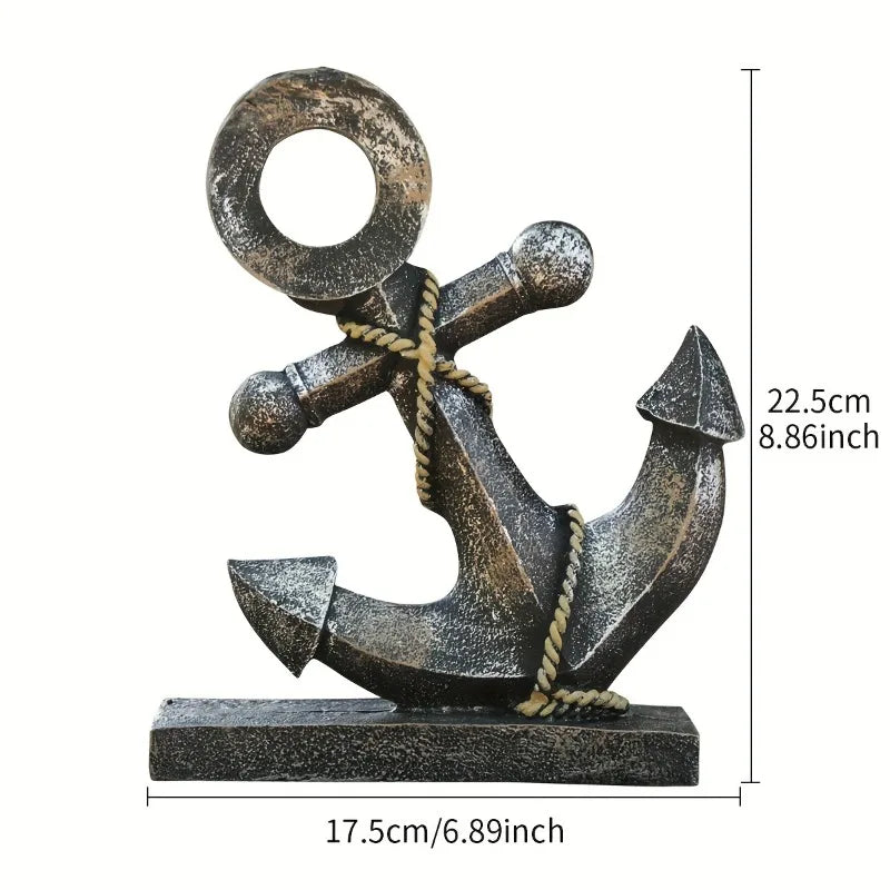 Schiffsanker-Skulptur aus Kunstharz – 22,5x17,5 cm, Retro-Antik, Maritime Tischdeko