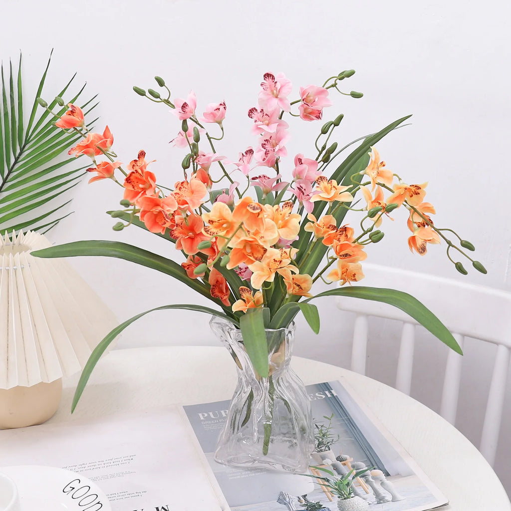 Künstlicher Orchideenstrauß – Real Touch, 5 Farben, 1er oder 3er Set, Hochzeit & Heimdeko