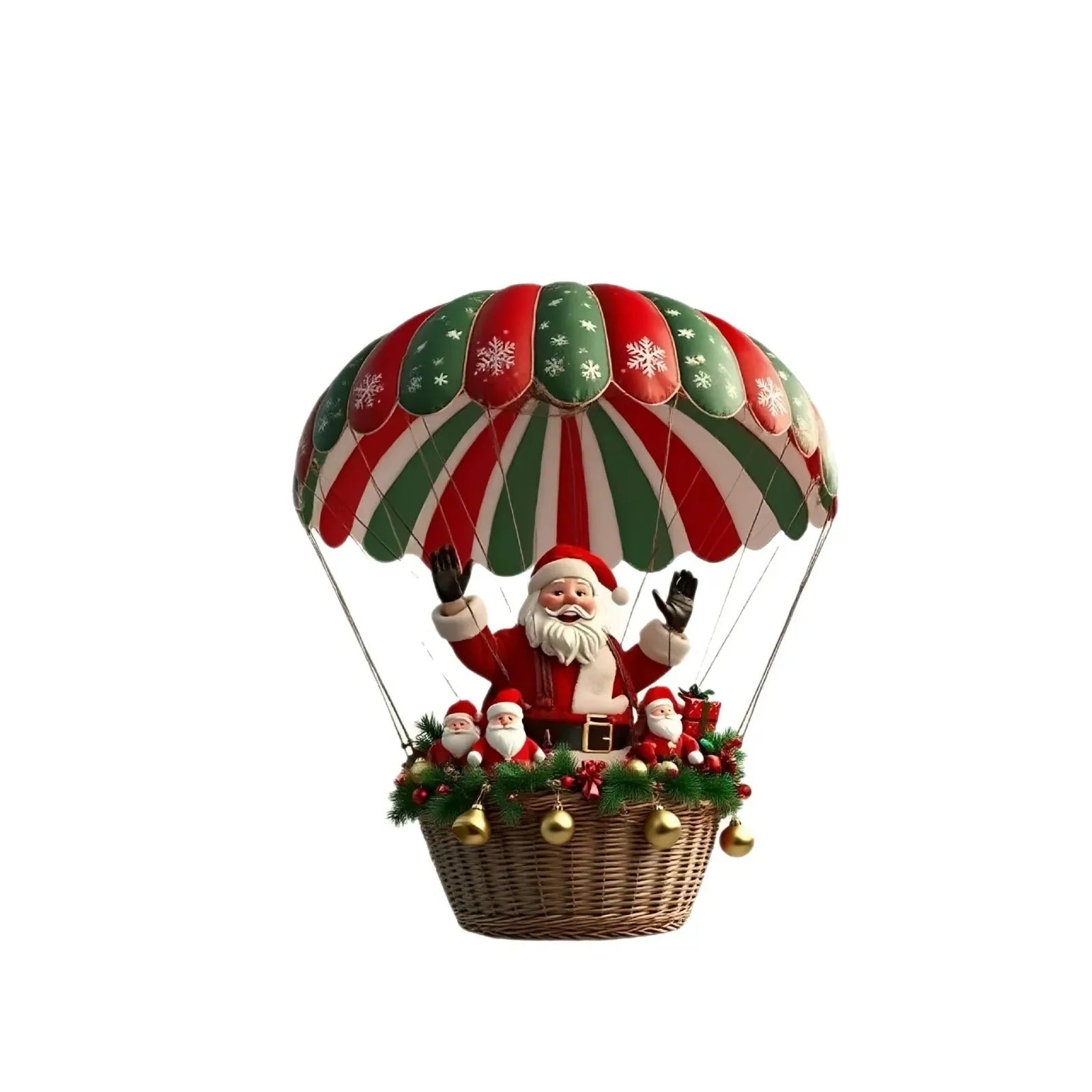 Weihnachts-Holzanhänger Set 10-teilig – Heissluftballon & Weihnachtsmann Baumschmuck