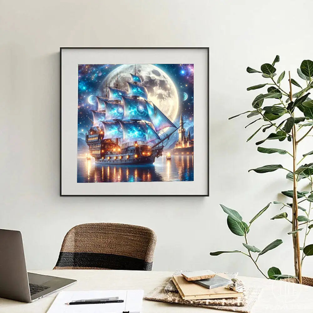 Diamond Painting Segelboot – 5D Diamant Mosaic Set mit Meeresmotiv