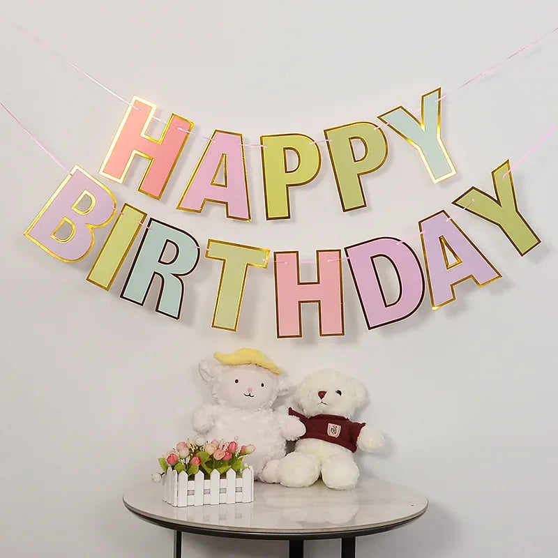 Happy Birthday Blumengirlande – 5 m Wimpelkette, 5 Designs, Geburtstagsdeko
