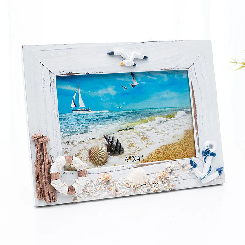 Maritimer Holz-Bilderrahmen im Mediterran-Stil – 15x10 cm, 8 Motive