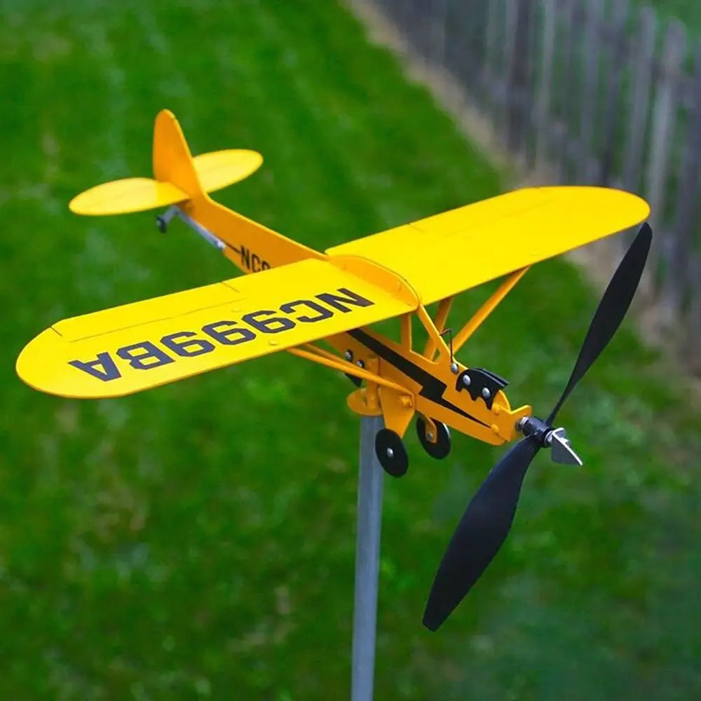 Metall-Windfahne Flugzeug – 3D Gartendeko mit Windrichtungsanzeige