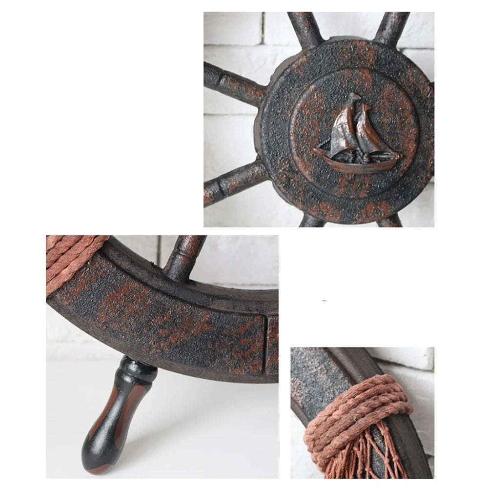 Maritimes Holz-Schiffssteuerrad – Wanddeko im mediterranen Stil, 45 cm