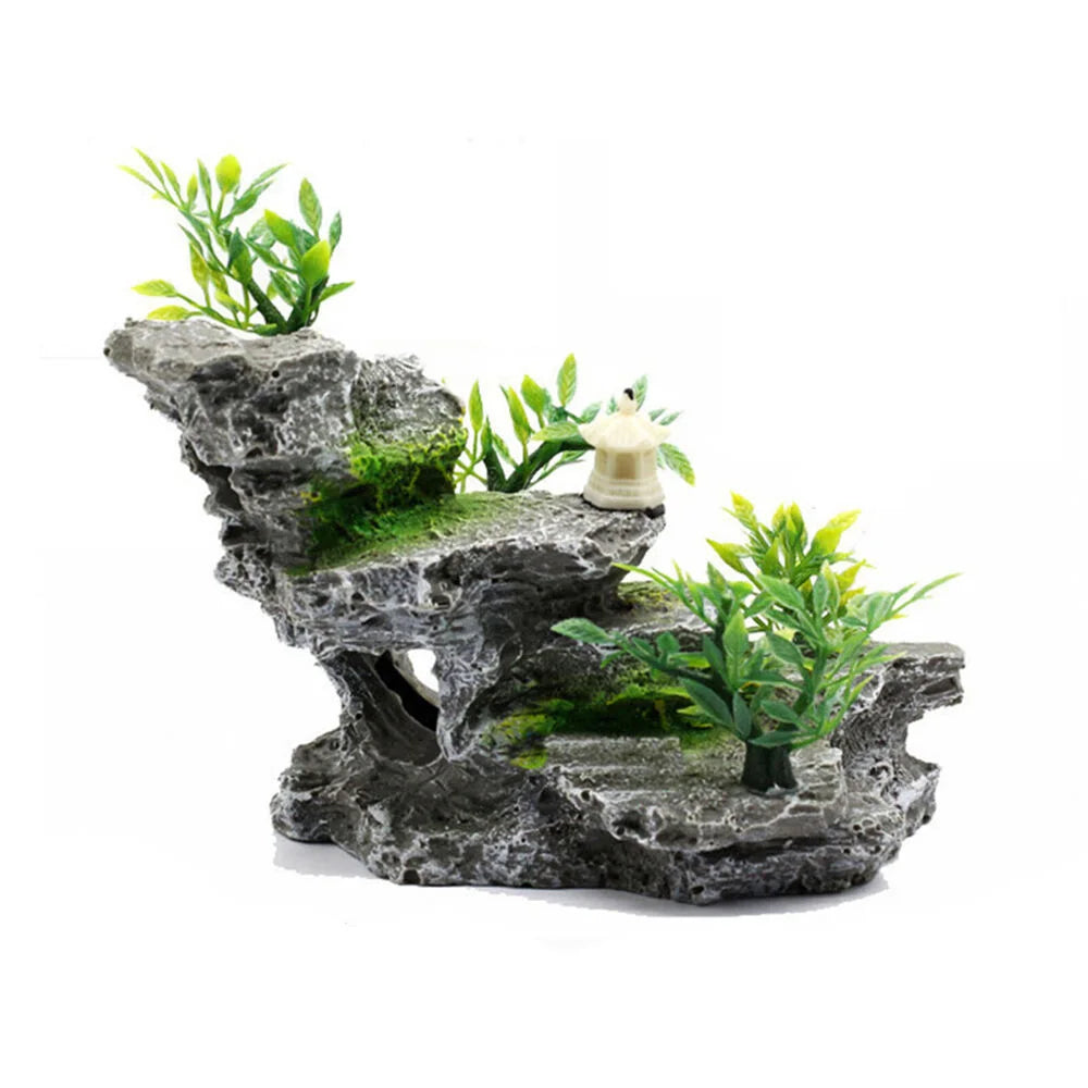 Resin-Felslandschaft mit Fischhöhle – Aquarium Deko | 14 × 8 × 10 cm