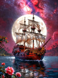 Diamond Painting Segelboot – 5D DIY Diamantmalerei, runde & eckige Steine, Geschenkidee
