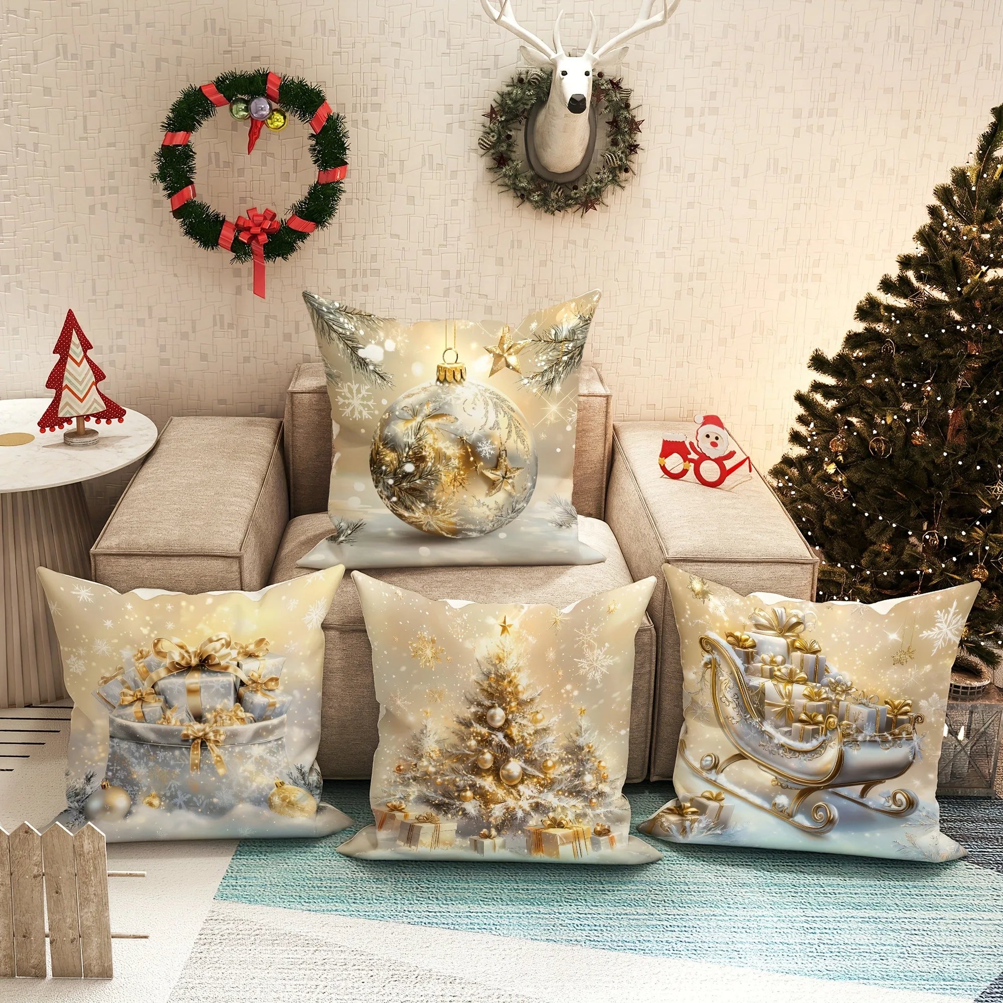 Weihnachtlicher Kissenbezug – Festliches Design für Sofa & Wohnzimmer