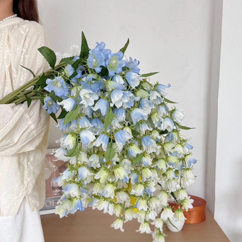 Künstlicher Brautstrauß aus Seide – Maiglöckchen, Orchideen & Campanula, 5 Farben