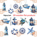 Maritime Holzanhänger 16er Set – 2D Meerestier-Motive, Sommer & Strand, Wohnraumdeko